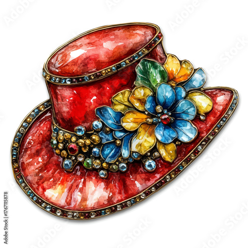 watercolor vector of Hat Pin, isolated on a white background.