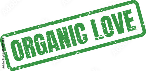 This charming green Organic Love grunge rubber stamp conveys a heartfelt message of natural affection