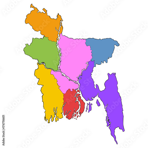 Bangladesh map illustration hand drawn isolated vector