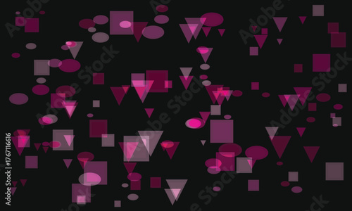 Abstract floating geometrical shapes on dark background design template concept