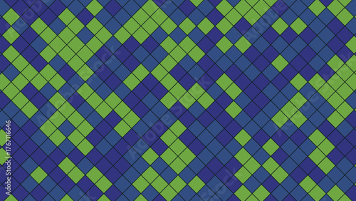 Abstract Geometric Diamond Pattern Background with Green and Blue Tones