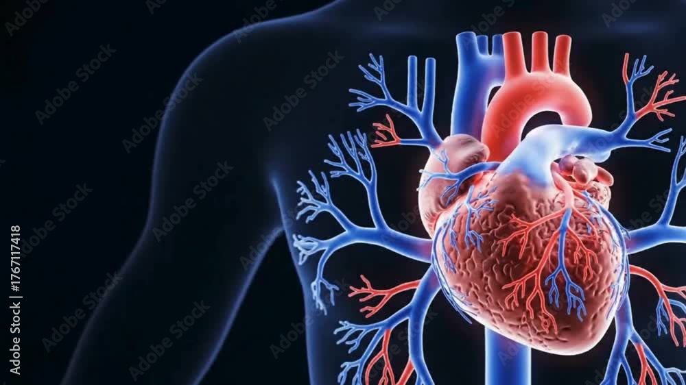 visualization of the human heart anatomy with realistic veins, arteries ...