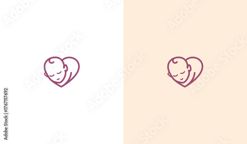 Cute baby love line logo, baby love line icon