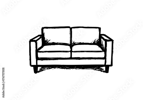 Sofa hand drawn simple sketch vector illustration