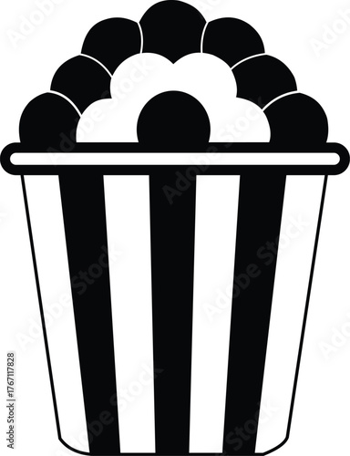 Popcorn Silhouette Vector – Snack Food Icon for Cinema and Entertainment Design