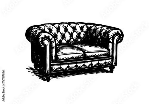 Sofa hand drawn simple sketch vector illustration
