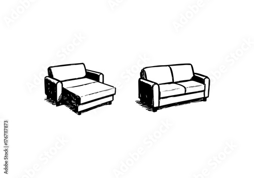 Sofa hand drawn simple sketch vector illustration