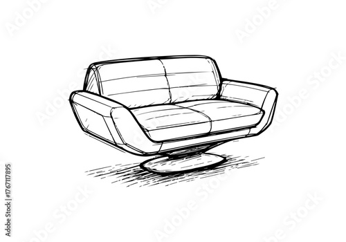 Sofa hand drawn simple sketch vector illustration