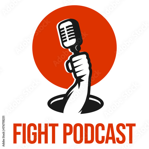 fight podcast flat minimalist logo design