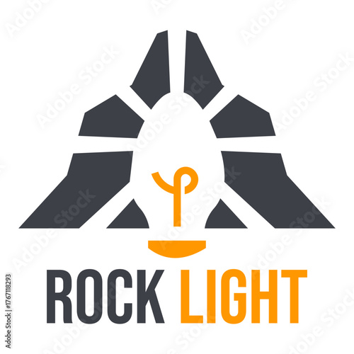 rock light flat minimalist logo design