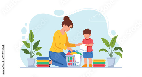 Adobe illustrator artwork vector illustration. Mother and daughter baking cookies together in the kitchen, a heartwarming scene of family fun and culinary learning