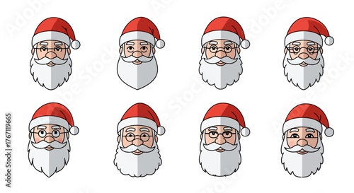 set of santa claus character flat design