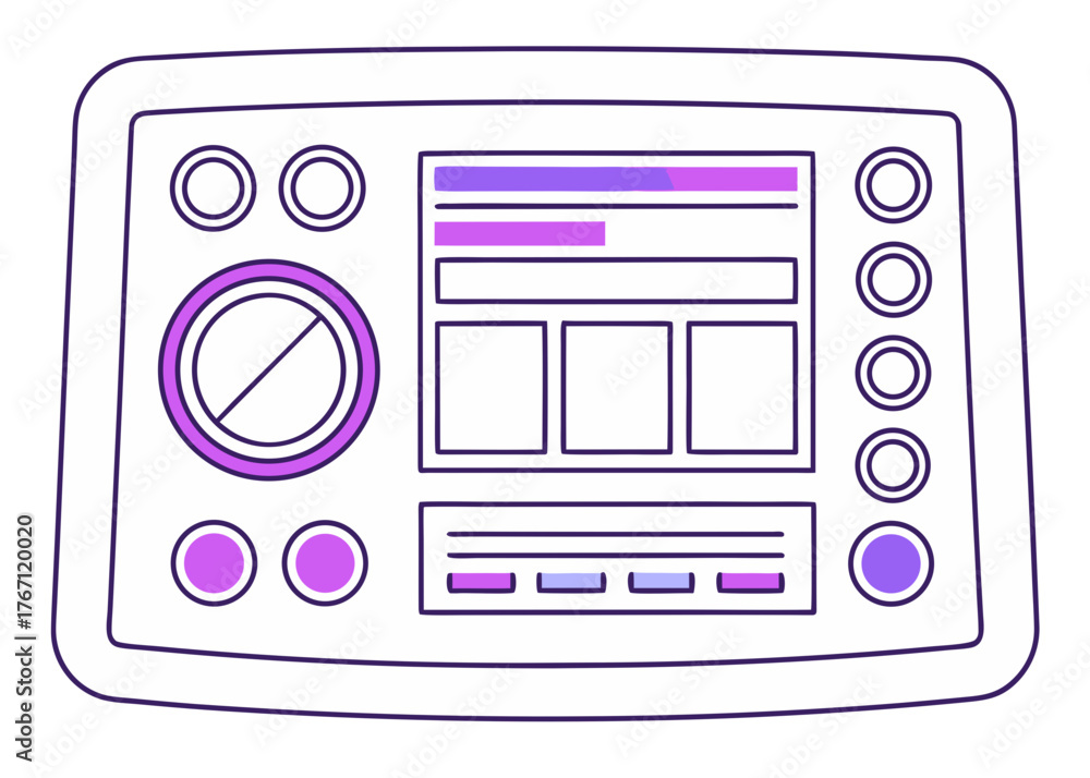 Fototapeta premium Futuristic vr app dashboard interface with interactive controls and data visualization vector vector