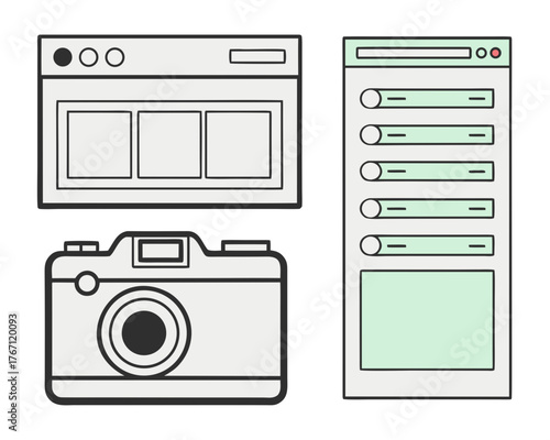 Modern photo editing ui tool panel cards filter vector illustration vector