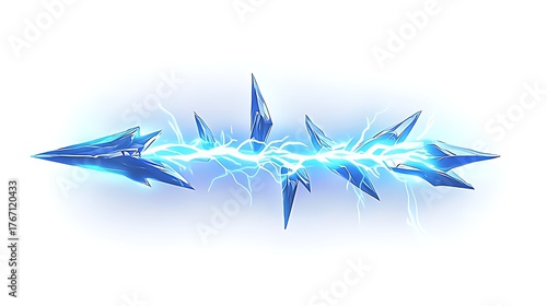 Sharp blue electric ice crystal arrow with glowing energy. Futuristic, powerful, and magical. Ideal for gaming, fantasy, sci-fi, or digital interface designs.

