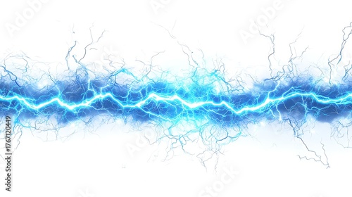 Intense blue plasma energy stream with branching arcs on white. High-tech, powerful, and sci-fi. Perfect for futuristic, digital, or cosmic themes.

