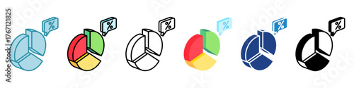 Pie Chart Mini Illustration Multi Style Isometric Icon. Use For Modern Concept, Print, Ui, Ux Kit, Web And App Development. Vector Related To Market, Business, Finace