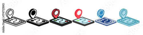 Pin Location Mini Illustration Multi Style Isometric Icon. Use For Modern Concept, Print, Ui, Ux Kit, Web And App Development. Vector Related To Market, Business, Finace