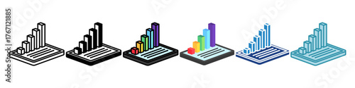 Growth Graph Mini Illustration Multi Style Isometric Icon. Use For Modern Concept, Print, Ui, Ux Kit, Web And App Development. Vector Related To Market, Business, Finace