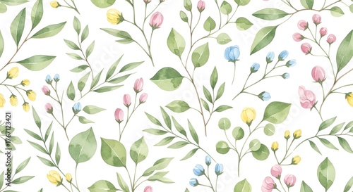 Wallpaper Mural Seamless watercolor pattern featuring delicate floral arrangements for spring designs Torontodigital.ca