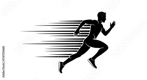 Vector of a runner in motion with speed lines