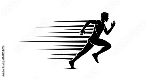Vector of a runner in motion with speed lines