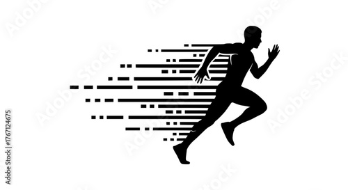 Vector of a runner in motion with speed lines