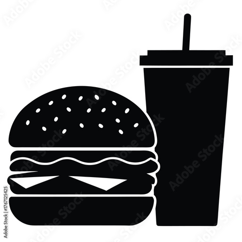 A burger combo meal vector art