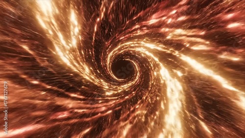 Dynamic fiery red and orange energy vortex tunnel animation with bright glowing streaks perfect for sci-fi warp speed time travel or hyperspace abstract backgro