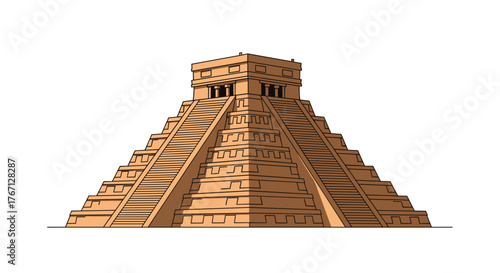 Iconic Mayan pyramid architectural marvel, ancient history, cultural heritage, a testament to sophisticated civilization and enduring legacy