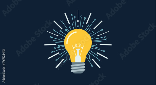 Brilliant idea illuminated by technology and innovation, sparking new concepts and bright solutions for business growth