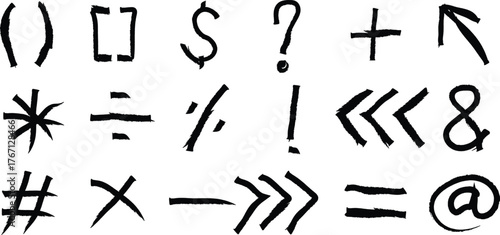 PrintCollection of various black symbols and punctuation marks a dark silhouette