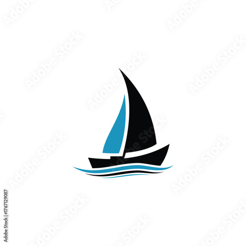 sail or ship vector icon,sailing boat logo design illustration