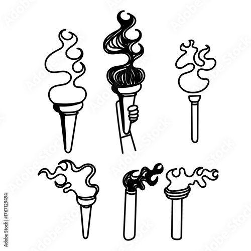 hand drawn doodle torch fire collection cartoon