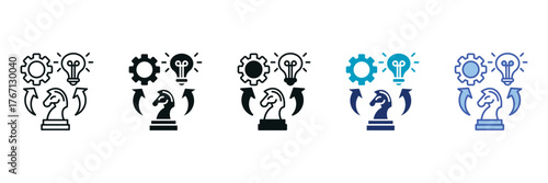Strategy Icon Set Consisting of Multiple Styles Vector Illustration