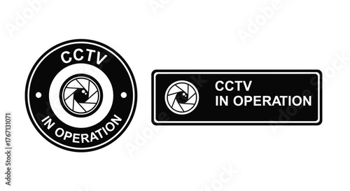 Cctv surveillance signs indicating active video recording and security monitoring