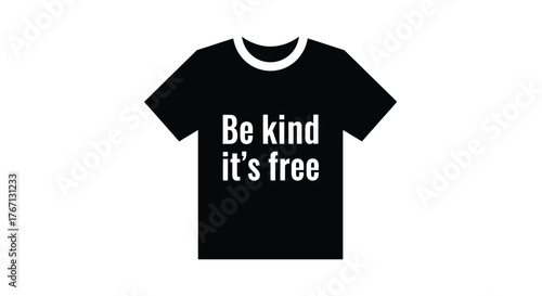 Black t shirt design featuring the message be kind it s free