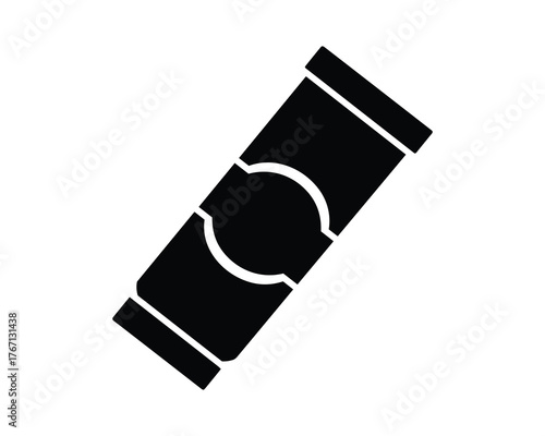 Black and White Icon of a Rectangular Container with a Curved Label