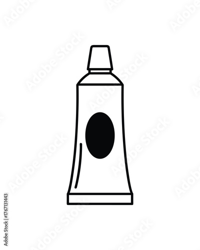 Black and White Outline Tube Icon with Lid Product Packaging Design Element