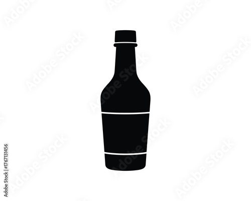 Black bottle product illustration isolated on white background condiment or sauce container design