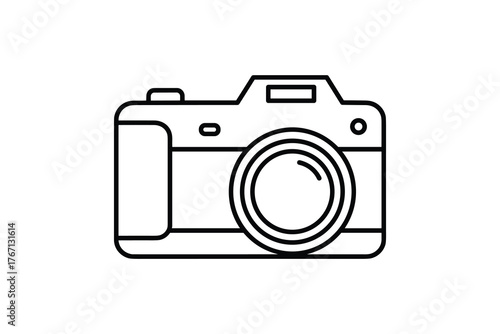 Camera outline style icon digital photography device for media and art vector