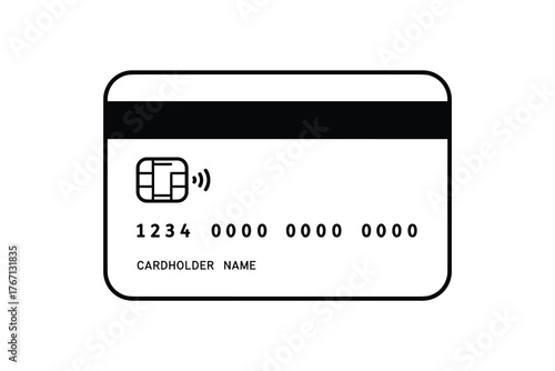 Credit Card Payment Debit Card Banking Contactless Transaction Line Icon