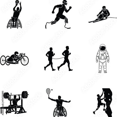 Vector art of collection of sports for people with disabilities