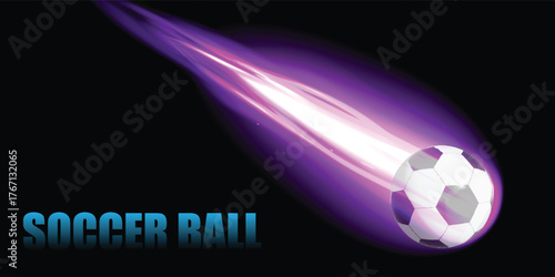 Modern Blue Meteor Soccer ball flying. Soccer logo. vector art illustration
