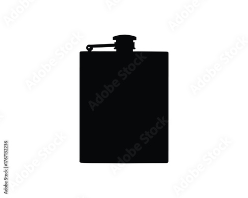 Hip flask stainless steel container for alcohol drink black silhouette isolated white background
