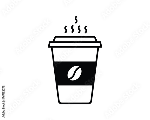 Hot coffee cup icon with steam, simple design for cafes restaurants or online shops