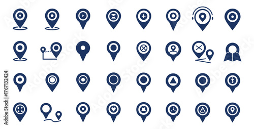 Location Pin Map Pointer Icon Set Navigation Travel GPS Mark Sign Collection