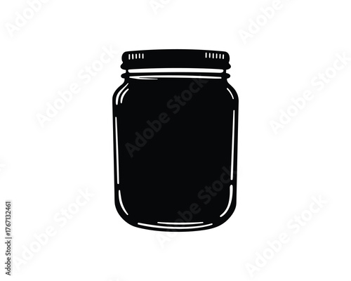 Mason Jar Icon Vector Silhouette Isolated On White Background Canning Container Graphic