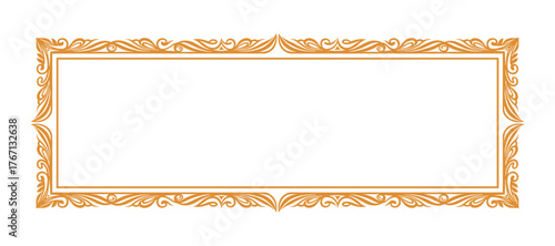 Ornate orange rectangular border frame with decorative swirls and floral elements