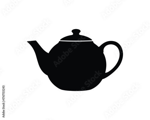 Teapot Black Silhouette Outline Icon Classic Kettle Beverage Server Vector